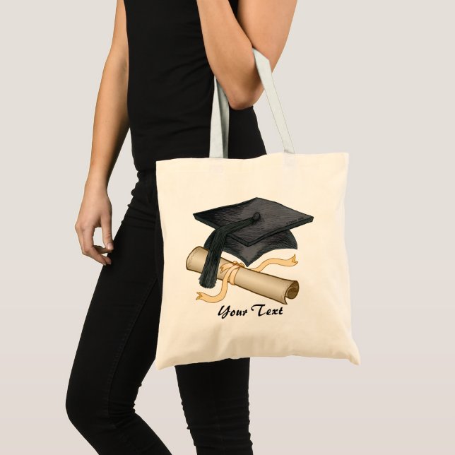 Bolsa Tote Boné de formatura Diploma tote saco (Frente (produto))