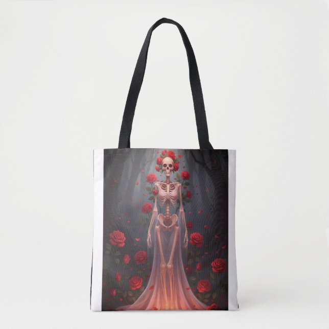 Bolsa Tote Bone girl wearing a wedding dress in a forest  (Frente)