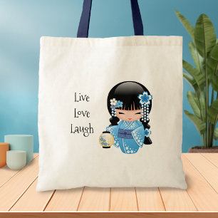 Bolsa Tote Boneca de Kokeshi do inverno - menina de gueixa