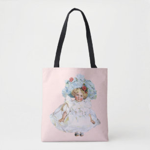 Bolsa Tote Boneca de Menina Vitoriana Vintage, Vestido de Pás