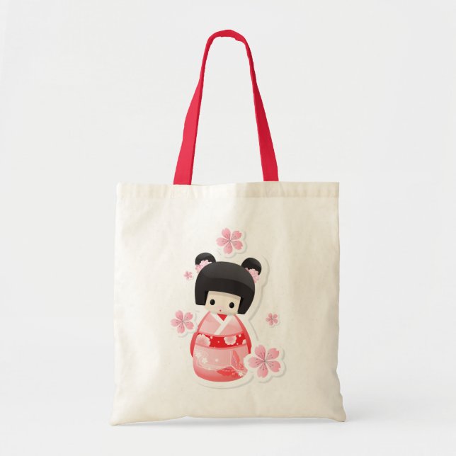 Bolsa Tote Boneca japonesa da gueixa - saco da série dos (Frente)