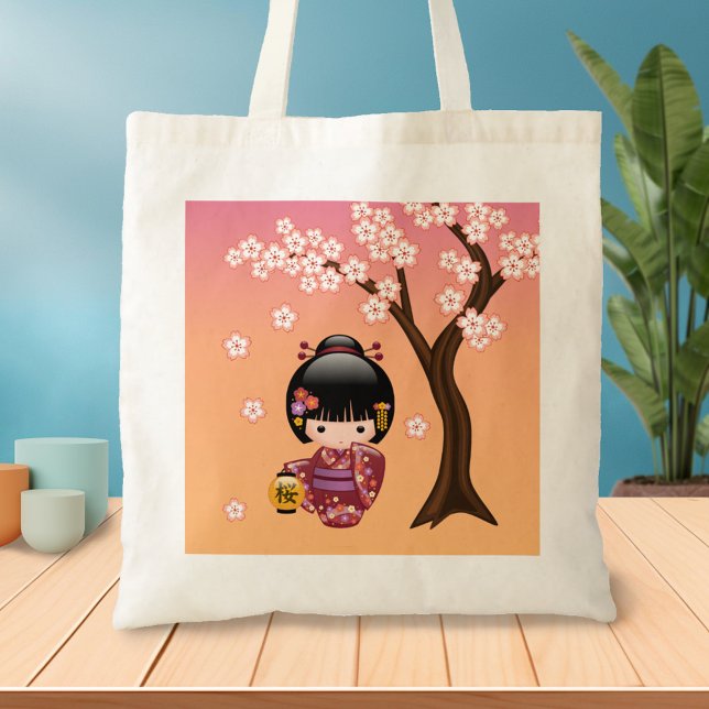 Bolsa Tote Boneca Sakura Kokeshi - Garota Geisha Japonesa Bon (Criador carregado)