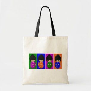 Bolsa Tote Bonecas bonitos de Kokeshi do pop art