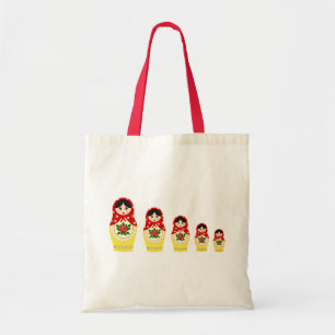 Bolsa Tote Bonecas de Matryoschka vermelhas