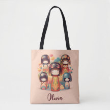 Bonecas Kokeshi Adoráveis em Aquarela com Rubor