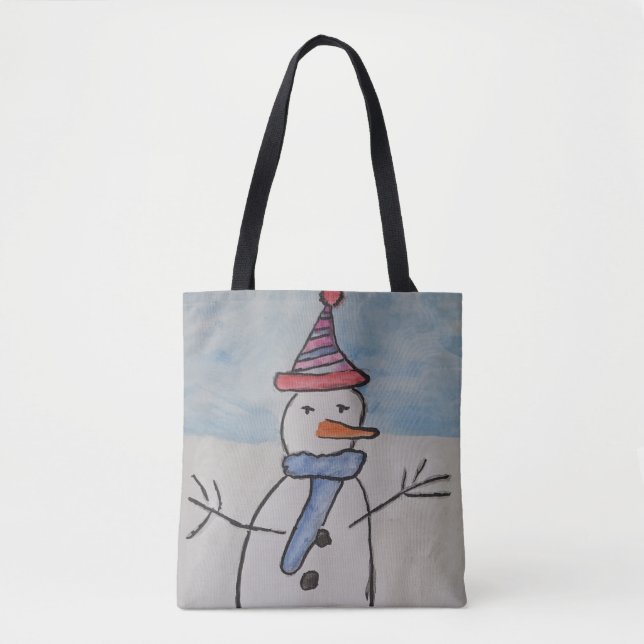 Bolsa Tote Boneco de Neve & Árvore de Natal (Frente)
