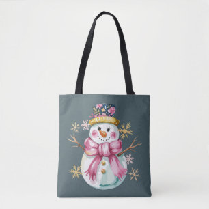 Bolsa Tote Boneco de Neve Feminino Férias de Inverno Natal Fo
