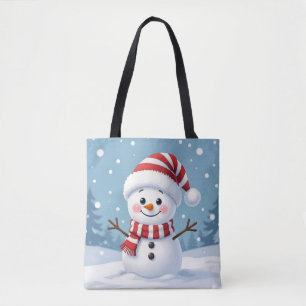 Bolsa Tote Boneco de neve fofo com cachecol e chapéu