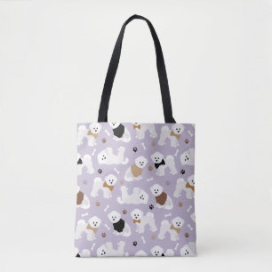 Bolsa Tote Bones do Bicon Frise e patas Toalha Roxo