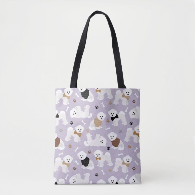 Bolsa Tote Bones do Bicon Frise e patas Toalha Roxo (Frente)