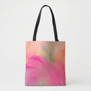 Bolsa Tote Bonita abstrato púrpura e penas azuis em que