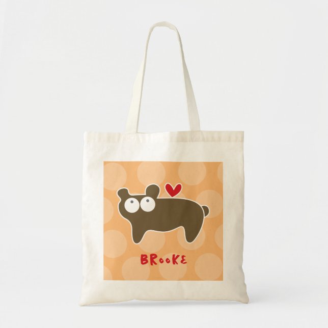 Bolsa Tote Bonita Cartoon Brown Bear Adora Pontos Divertidos  (Frente)