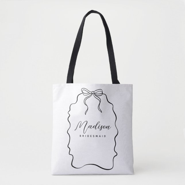 Bolsa Tote Bonita Coquette Ribbon Bridesmaid Gift (Frente)