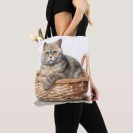 BOLSA TOTE BONITA COR DE ÁGUA BRITÂNICA GATO DE CABELO BRITÂN