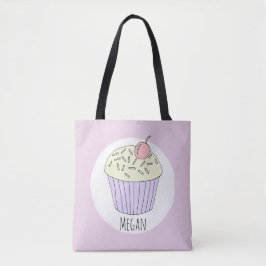 Bolsa Tote Bonita Cupcake de bebê muda com Fralda de nome