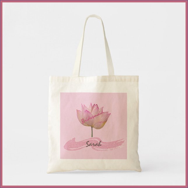 Bolsa Tote Bonita Flor de Lotus Rosa Bridesmaid Tote Bag (Criador carregado)