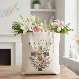 Bolsa Tote Bonita Floral Cross Felz pascoa Christian