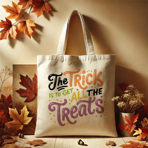 Bolsa Tote Bonita Folha de Halloween "O Truque é Todos os Tra