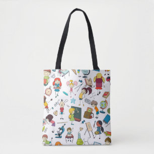 Bolsa Tote Bonita Ilustração de Volta às Crianças Escolar