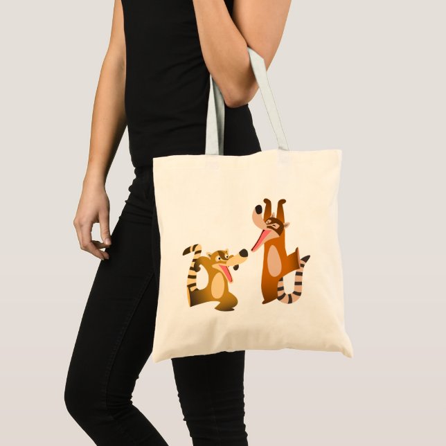 Bolsa Tote Bonita Joyful Cartoon Coatimundis (Frente (produto))
