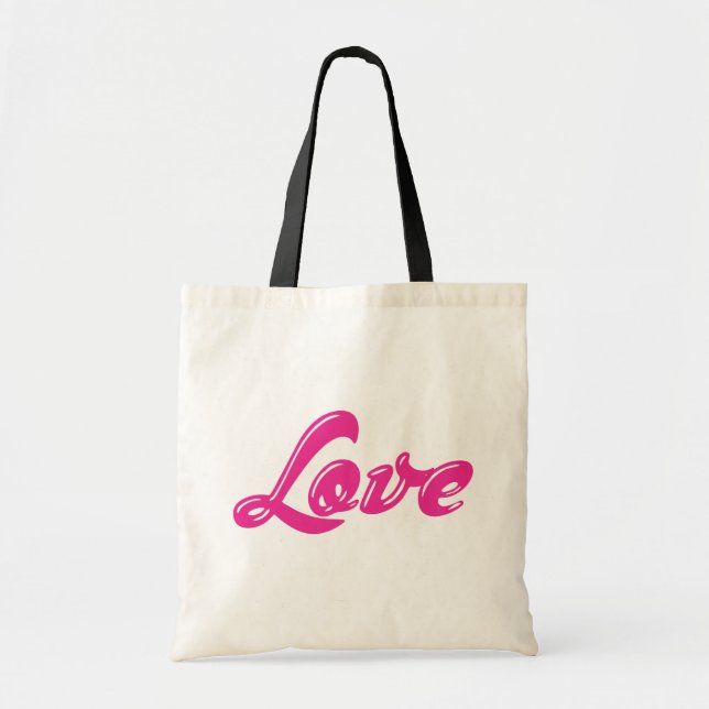 Bolsa Tote Bonita Menina Rosa Com Amor Fuchsia Canvas Saco (Frente)
