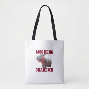 Bolsa Tote Bonita MOO DENG GRANDMA Baby Hippo Professora Cu