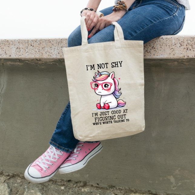 Bolsa Tote Bonita Nerdy Unicorn Tote Bag: Shy e Adorável (Criador carregado)
