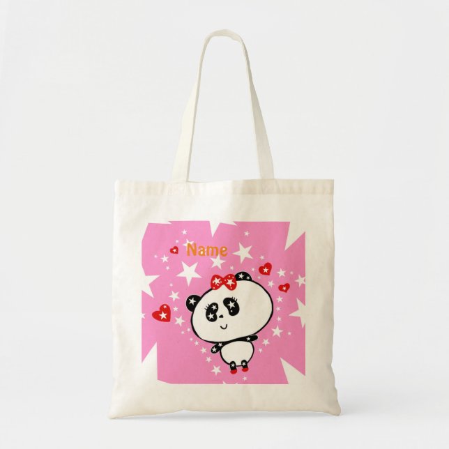 Bolsa Tote Bonita Panda Bears Engraçada Personalizada (Frente)