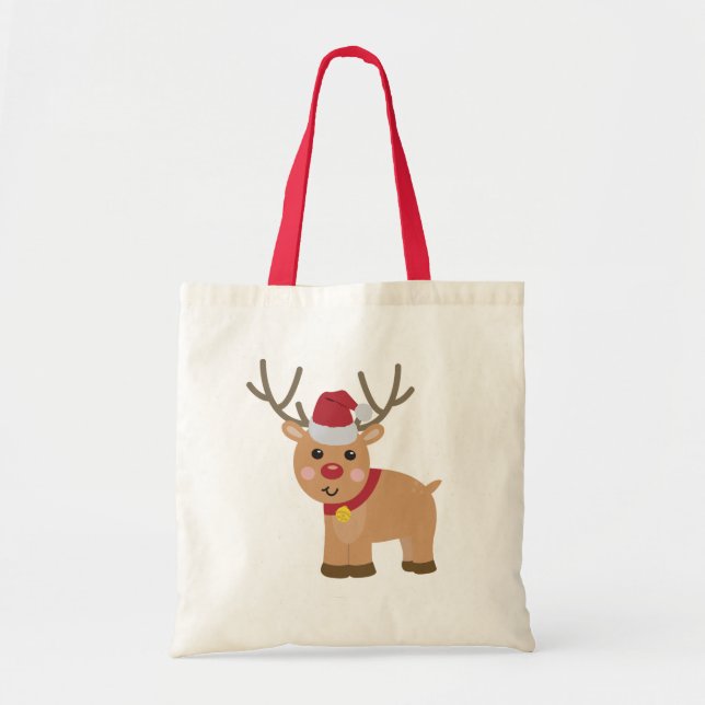 Bolsa Tote Bonita Reindeer de Natal (Frente)