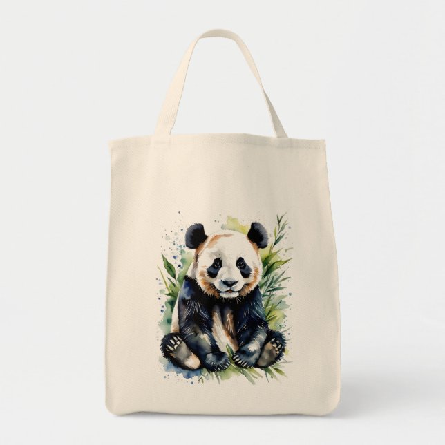 Bolsa Tote Bonita Watercolor Panda Bear (Frente)