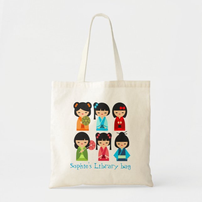 Bolsa Tote Bonitas bonecas japonesas Kokeshi (Frente)