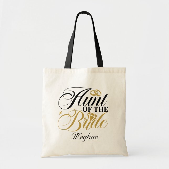 Bolsa Tote bonitinha Tia Bride adiciona nome Wedding (Frente)