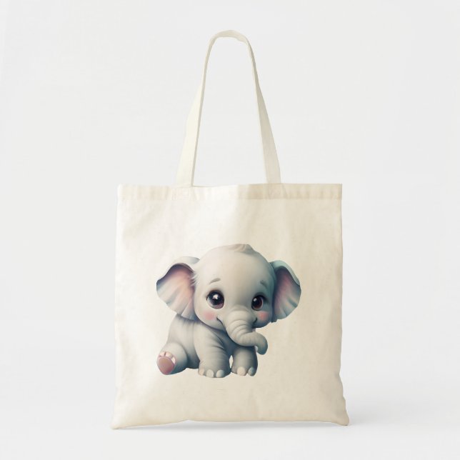 Bolsa Tote Bonito Adorável Elefante Para Bebê Kawaii (Frente)