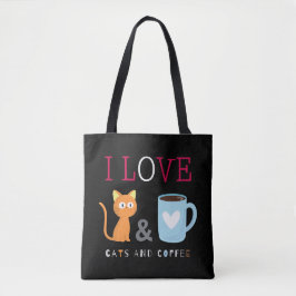 Bolsa Tote Bonito, adoro gatos e café preto