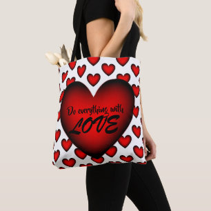 Bolsa Tote Bonito amor emoção eterna do coração Vermelho