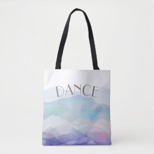 Bolsa Tote bonito aquarela, azul artístico e dança roxa