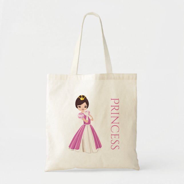 Bolsa Tote Bonito Bag de Treino da Princesa de Cabelo Escuro (Frente)