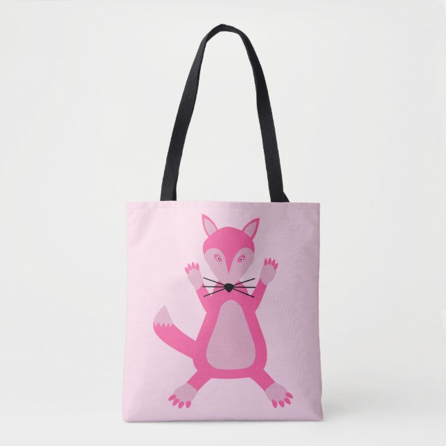 Bolsa Tote Bonito Bebê Rosa Raposa Dupla Impressão (Frente)