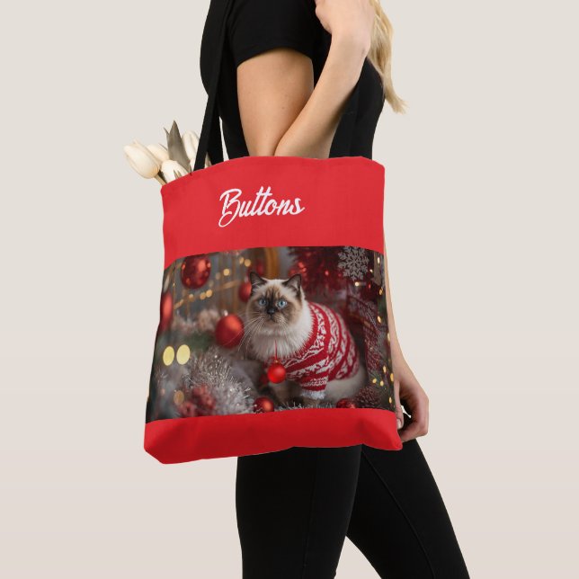 Bolsa Tote Bonito Birmanês de Natal Personalizado (Close Up)