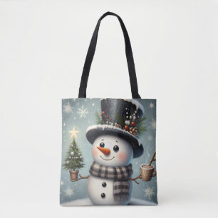 Bolsa Tote Bonito boneco de Natal/Neve de inverno