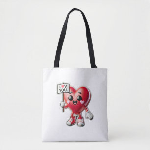 Bolsa Tote Bonito Caráter Cardíaco Segurando-Te