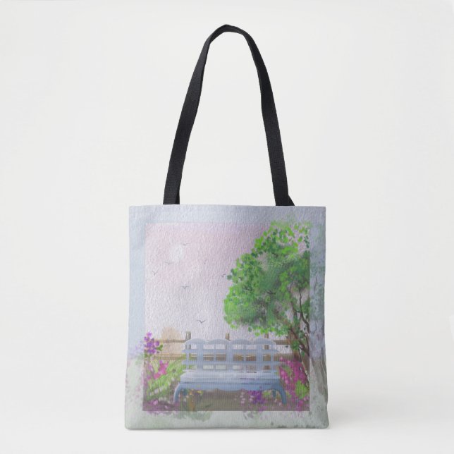 Bolsa Tote Bonito Cena De Sessão Floral Pelo Mar (Frente)