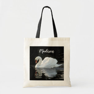Bolsa Tote Bonito cisne branco, reflexões, seu nome