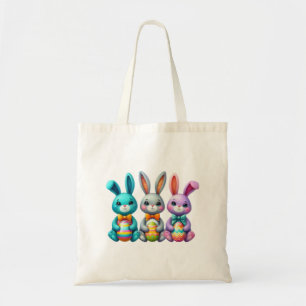 Bolsa Tote Bonito, colorido 3 coelhinho de Páscoa
