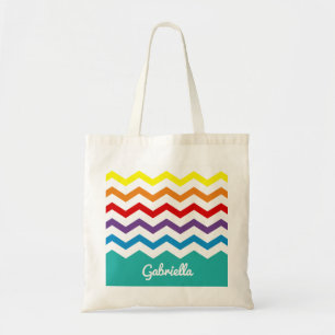 Bolsa Tote Bonito colorido de Chevron do arco-íris dos miúd