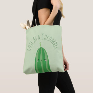 Bolsa Tote Bonito como pepino Engraçado Kawaii Cutecumber