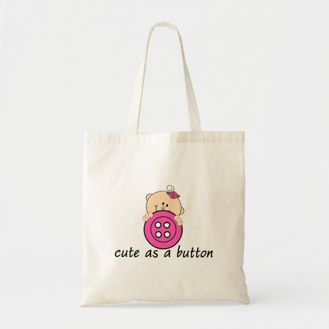 Bolsa Tote Bonito como um ROSA de botão (Frente)