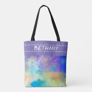 Bolsa Tote bonito cor d'água roxa, artística personalizada
