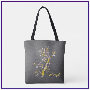 Bolsa Tote Bonito Cor-de-rosa e Cinza Flor de Cereja Ba