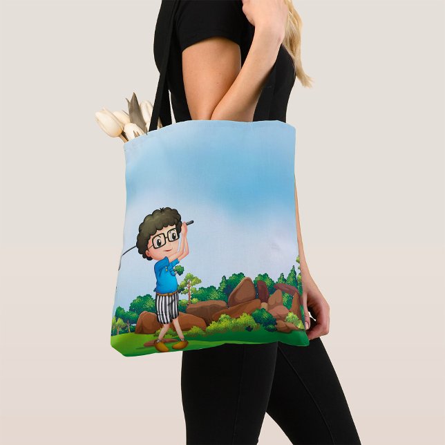 Bolsa Tote Bonito desenho animado Diversão de Golfe Design (Criador carregado)